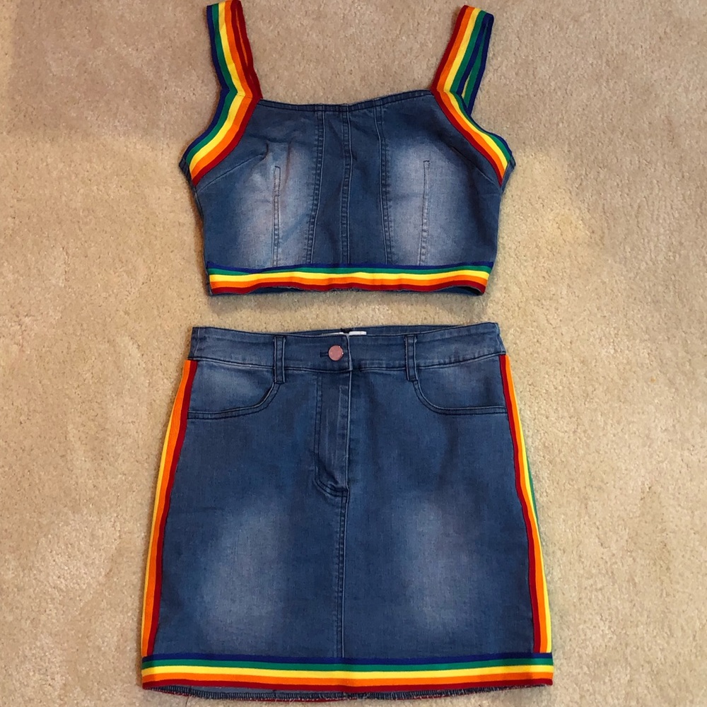 Rainbow Denim Two Piece